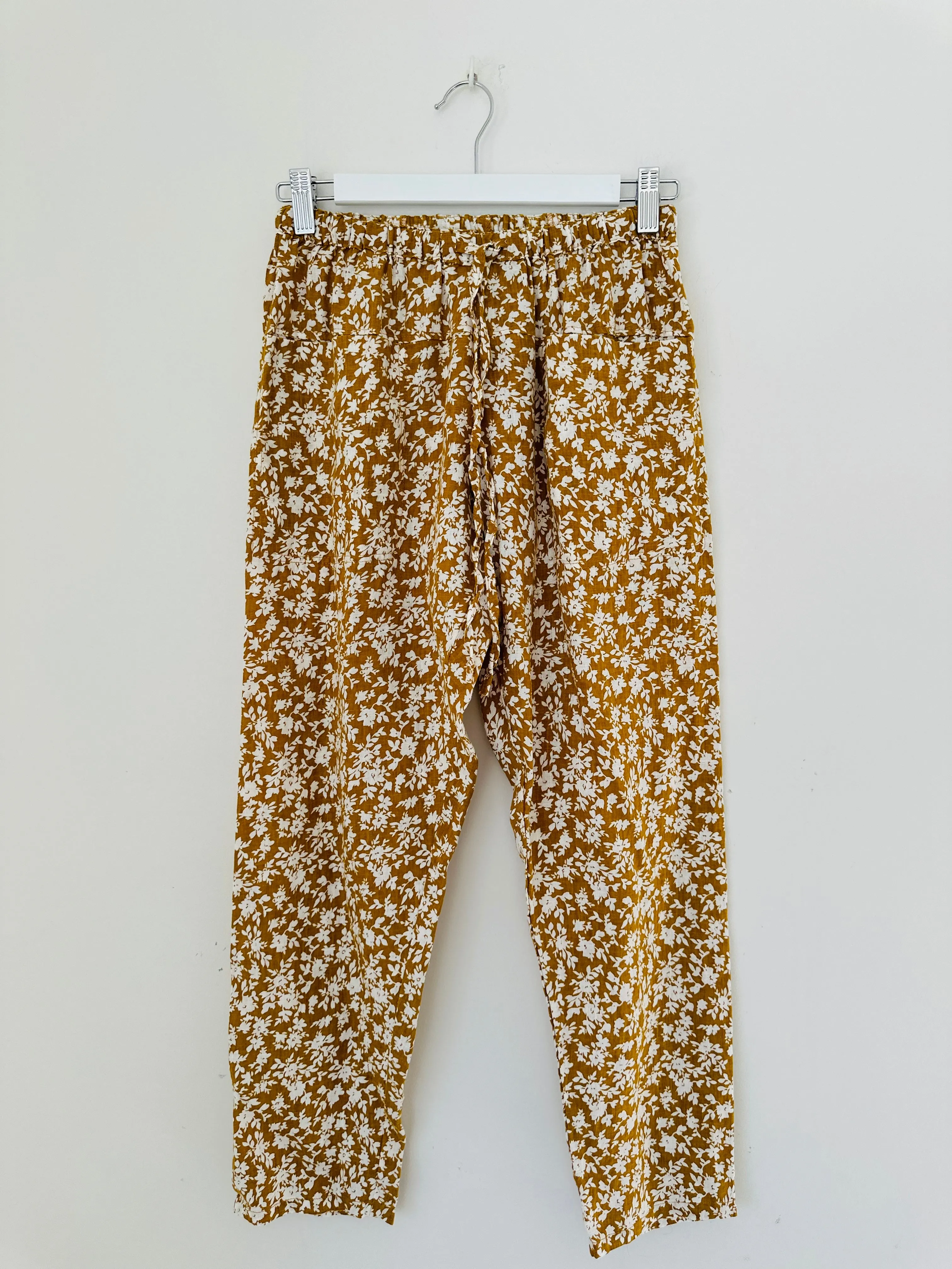 jessie pants - turmeric floral linen