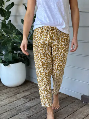 jessie pants - turmeric floral linen