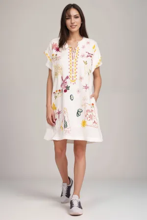 Johnny Was Biya Mishti Embroidered Shift Dress B31224 *