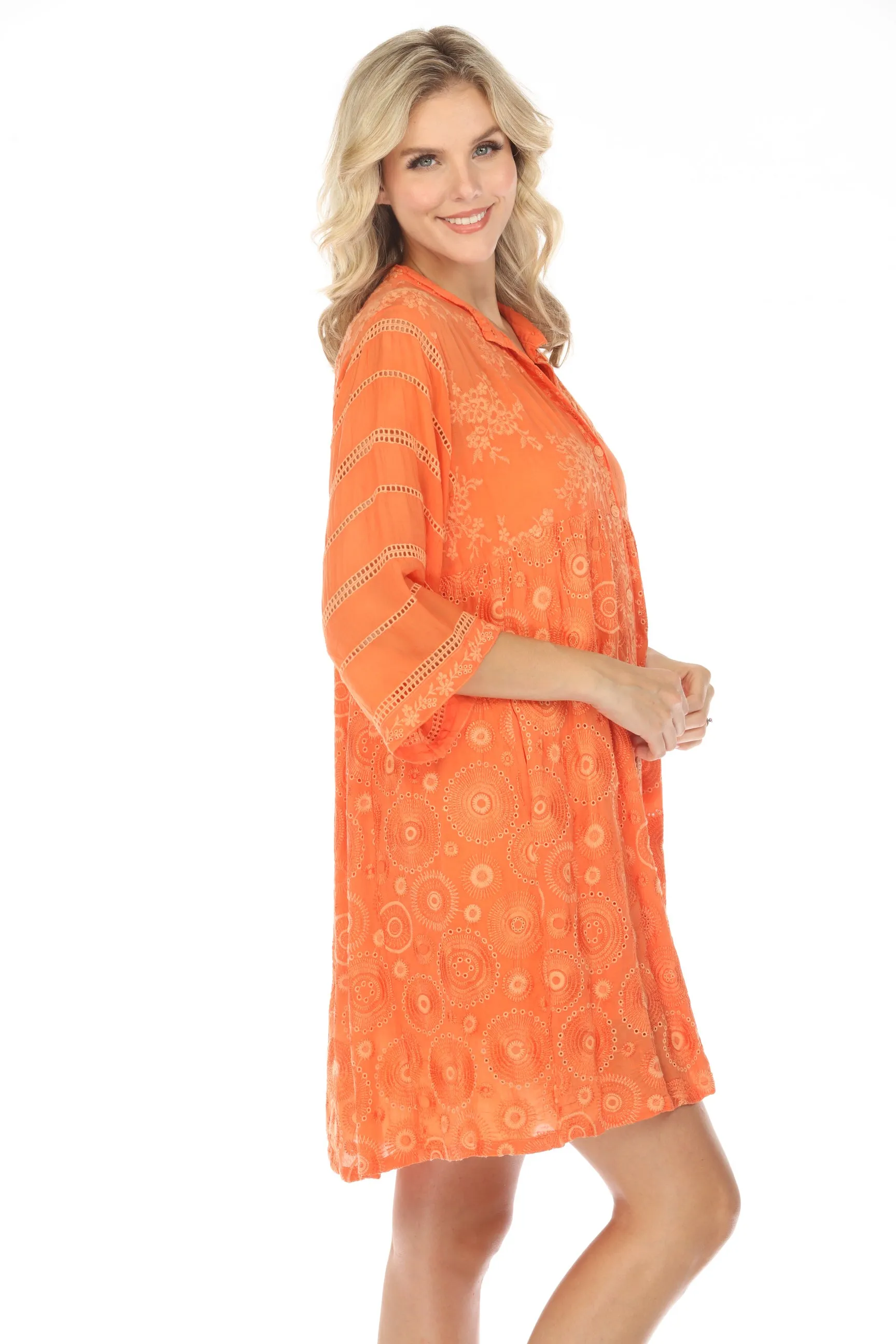 Johnny Was Bubbles Winnie Embroidered Shirt Dress Boho Chic C39423