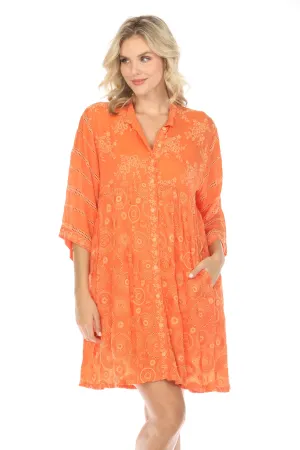 Johnny Was Bubbles Winnie Embroidered Shirt Dress Boho Chic C39423