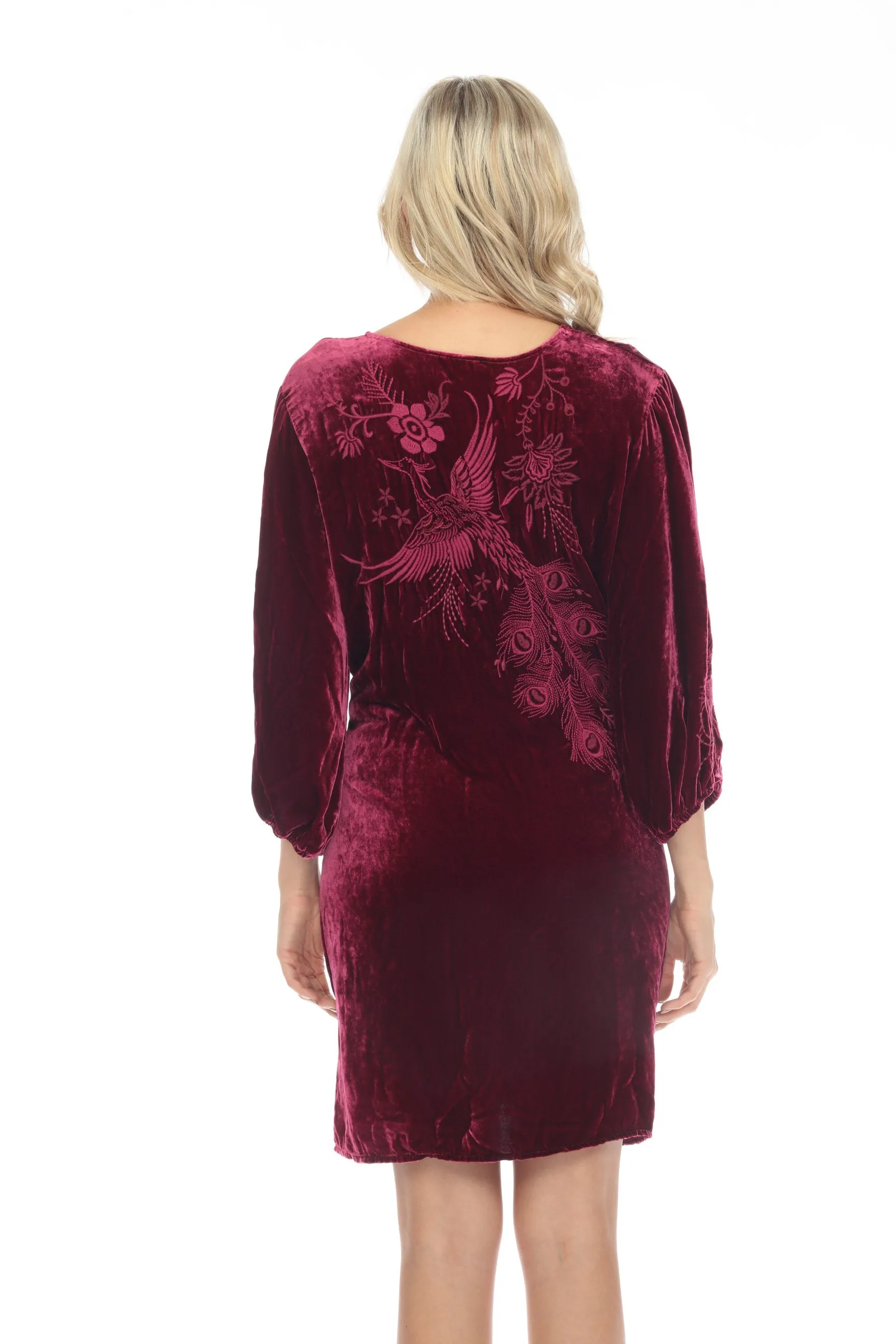 Johnny Was JWLA Azure Velvet Embroidered Relaxed Dress Chic J35922 NEW*