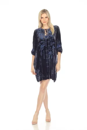 Johnny Was JWLA Azure Velvet Embroidered Relaxed Dress Chic J35922 NEW*
