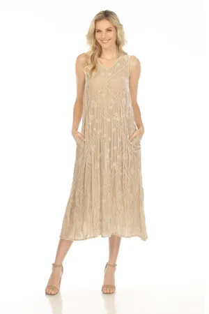 Johnny Was JWLA Deri Velvet Embroidered Maxi Tank Dress Boho Chic J38723