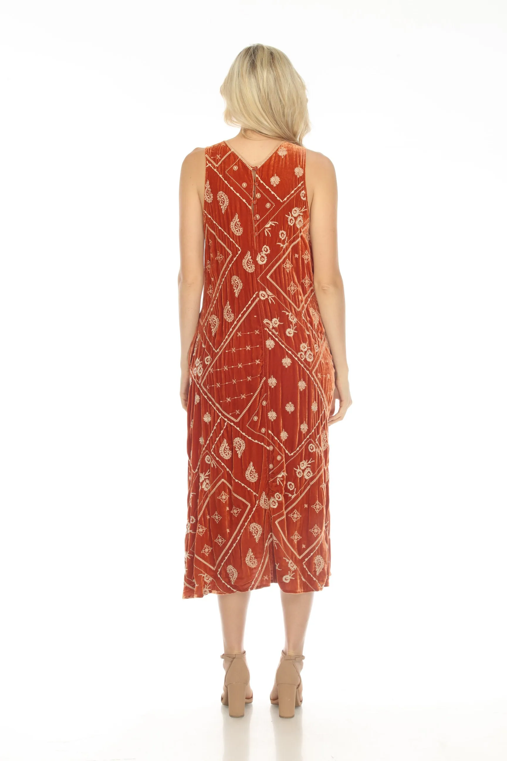 Johnny Was JWLA Deri Velvet Embroidered Maxi Tank Dress Boho Chic J38723