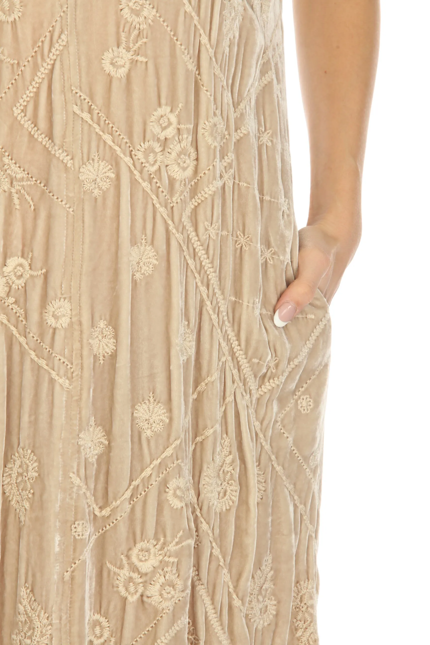 Johnny Was JWLA Deri Velvet Embroidered Maxi Tank Dress Boho Chic J38723