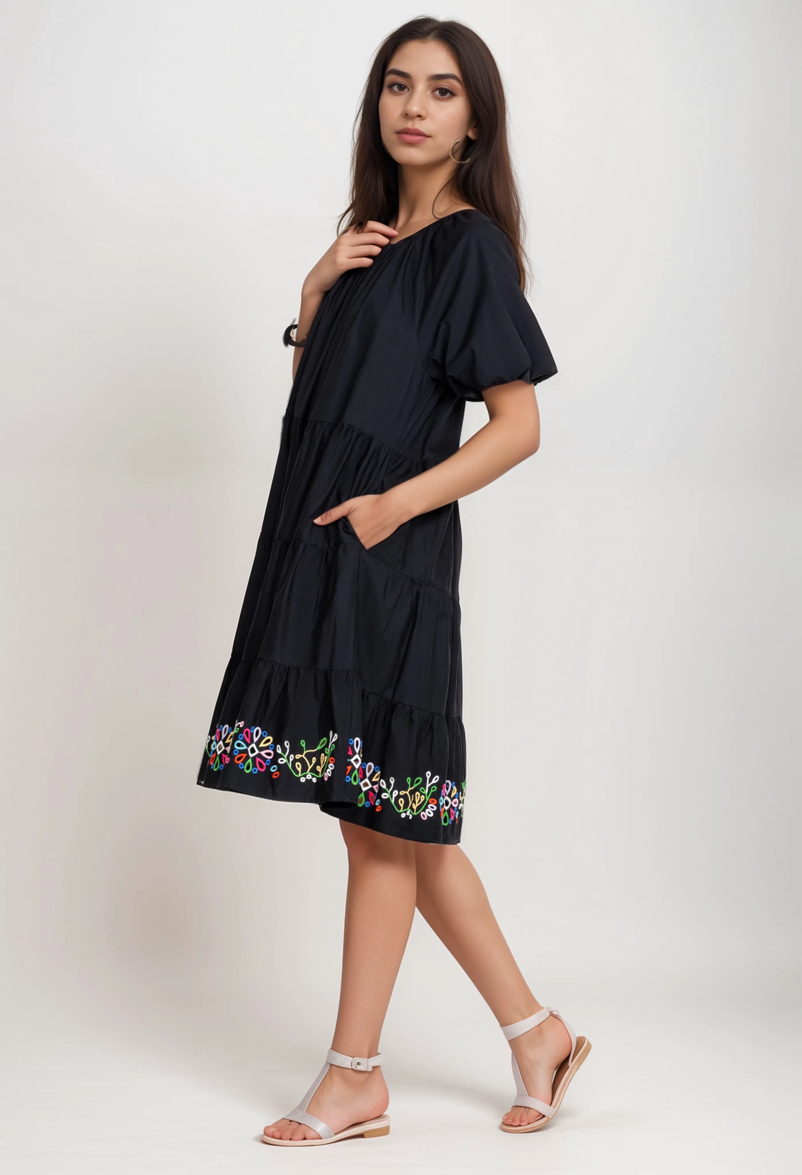 Johnny Was Love Amanza Eyelet Embroidered Mini Dress Boho Chic L30223 *