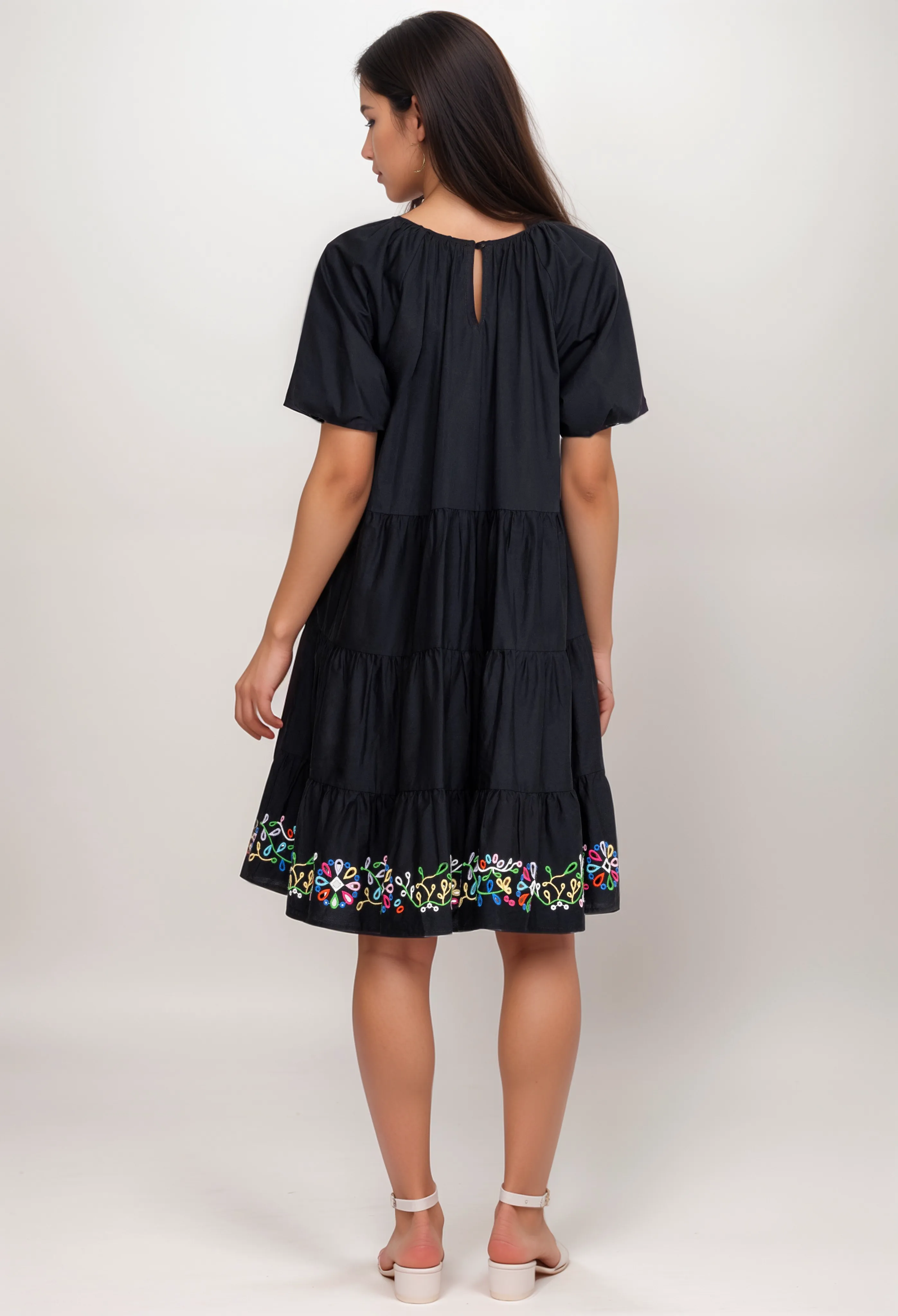 Johnny Was Love Amanza Eyelet Embroidered Mini Dress Boho Chic L30223 *