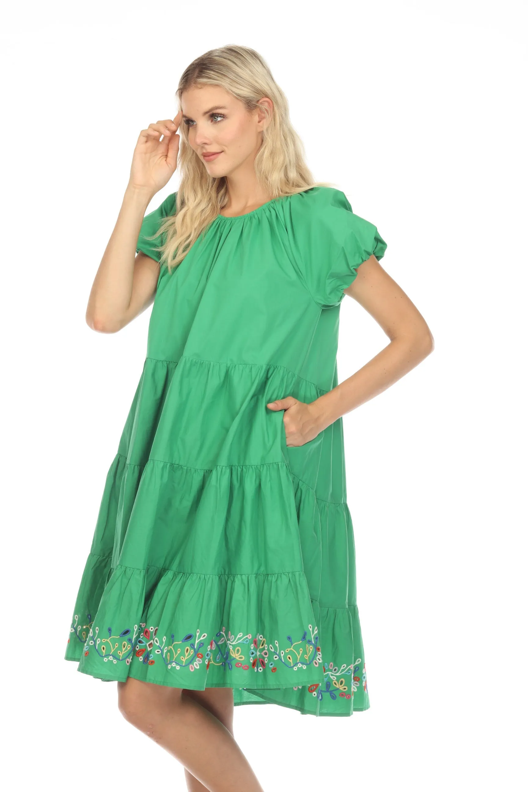 Johnny Was Love Amanza Eyelet Embroidered Mini Dress Boho Chic L30223 *