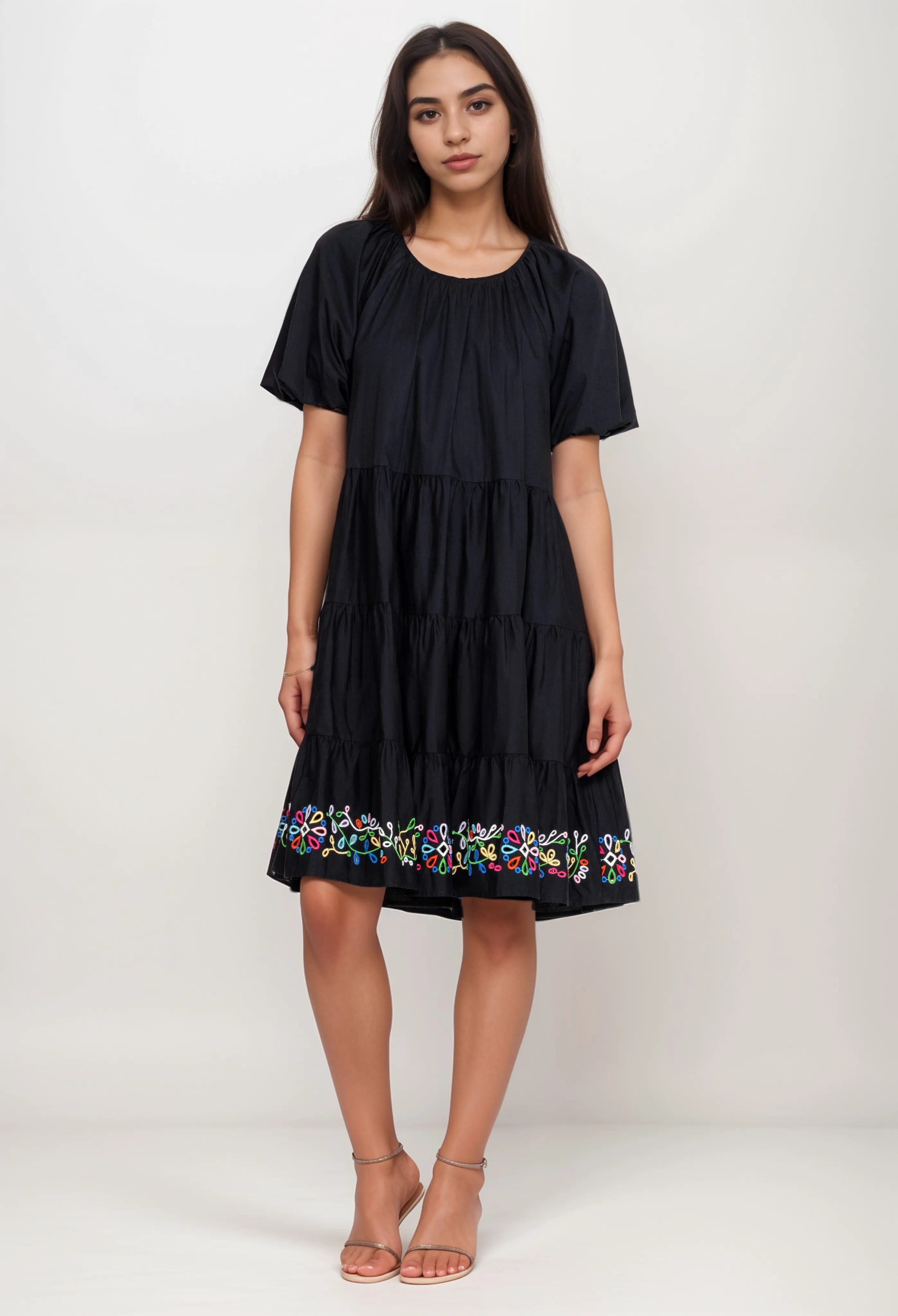 Johnny Was Love Amanza Eyelet Embroidered Mini Dress Boho Chic L30223 *