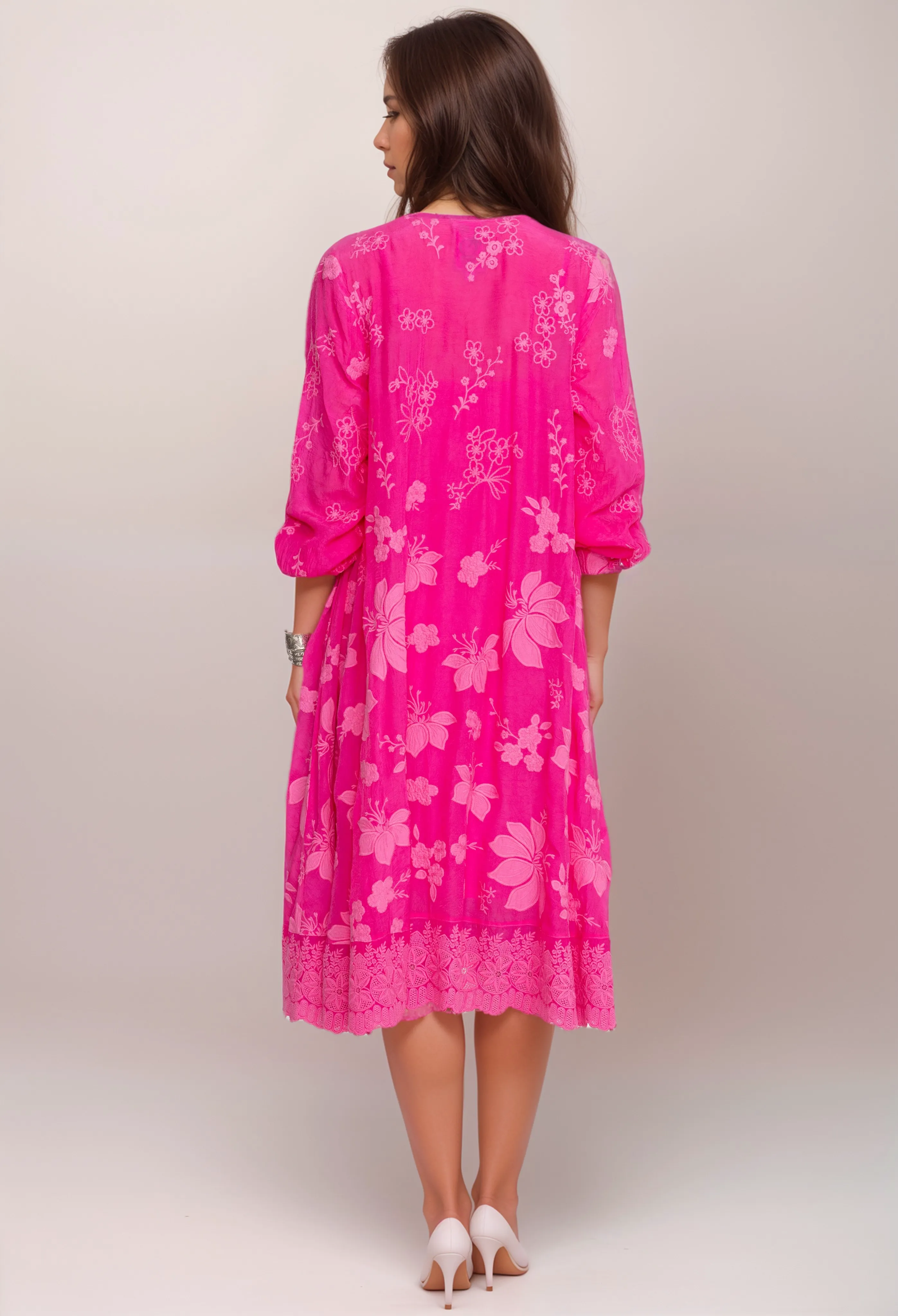 Johnny Was Nathy Lily Embroidered Midi Slip Dress C32224 Boho Chic **