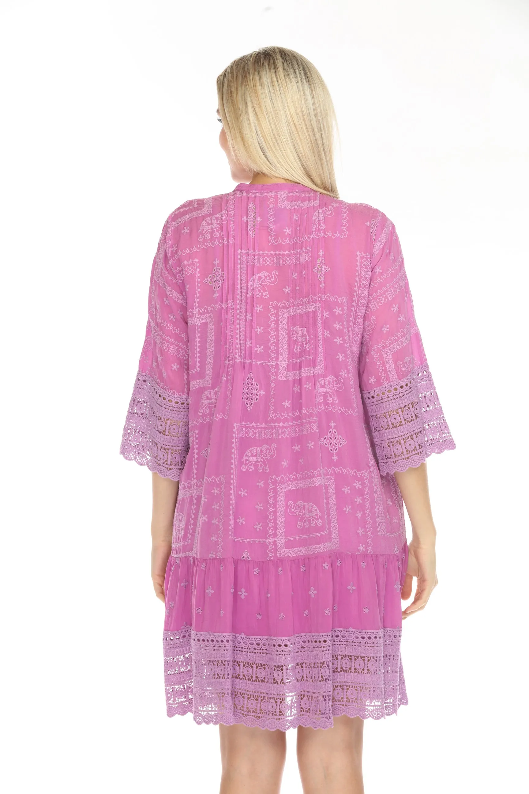Johnny Was Purple Eliyen Embroidered Button-Down Slip Dress C36124-E