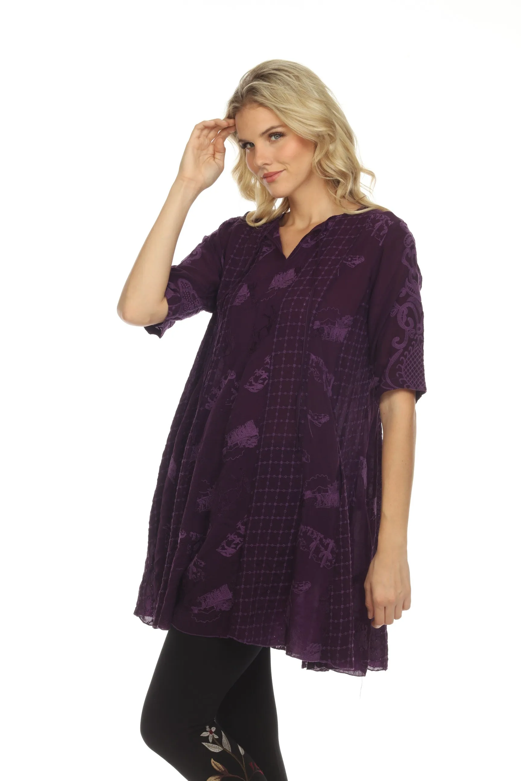 Johnny Was Runswick Lora Embroidered Tunic Dress C22522 Boho Chic *