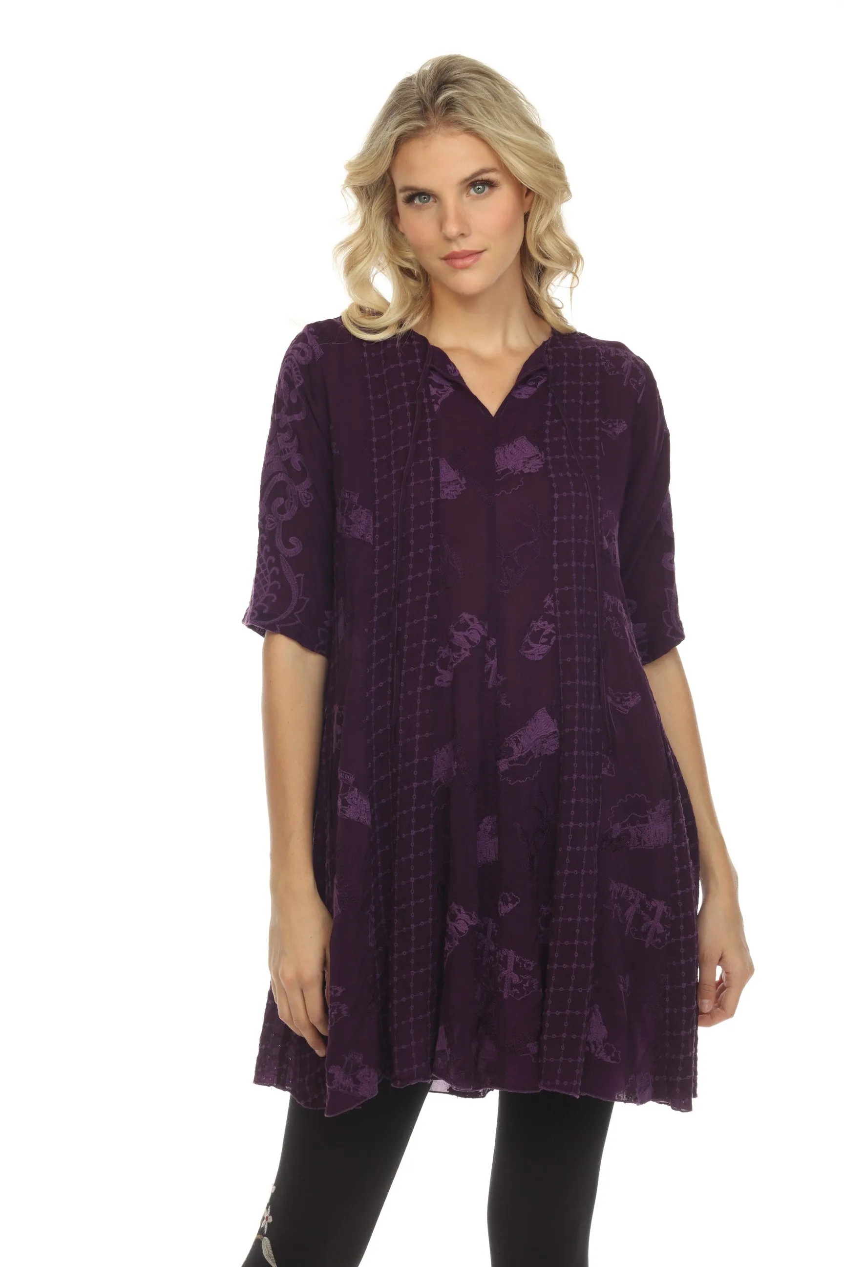 Johnny Was Runswick Lora Embroidered Tunic Dress C22522 Boho Chic *