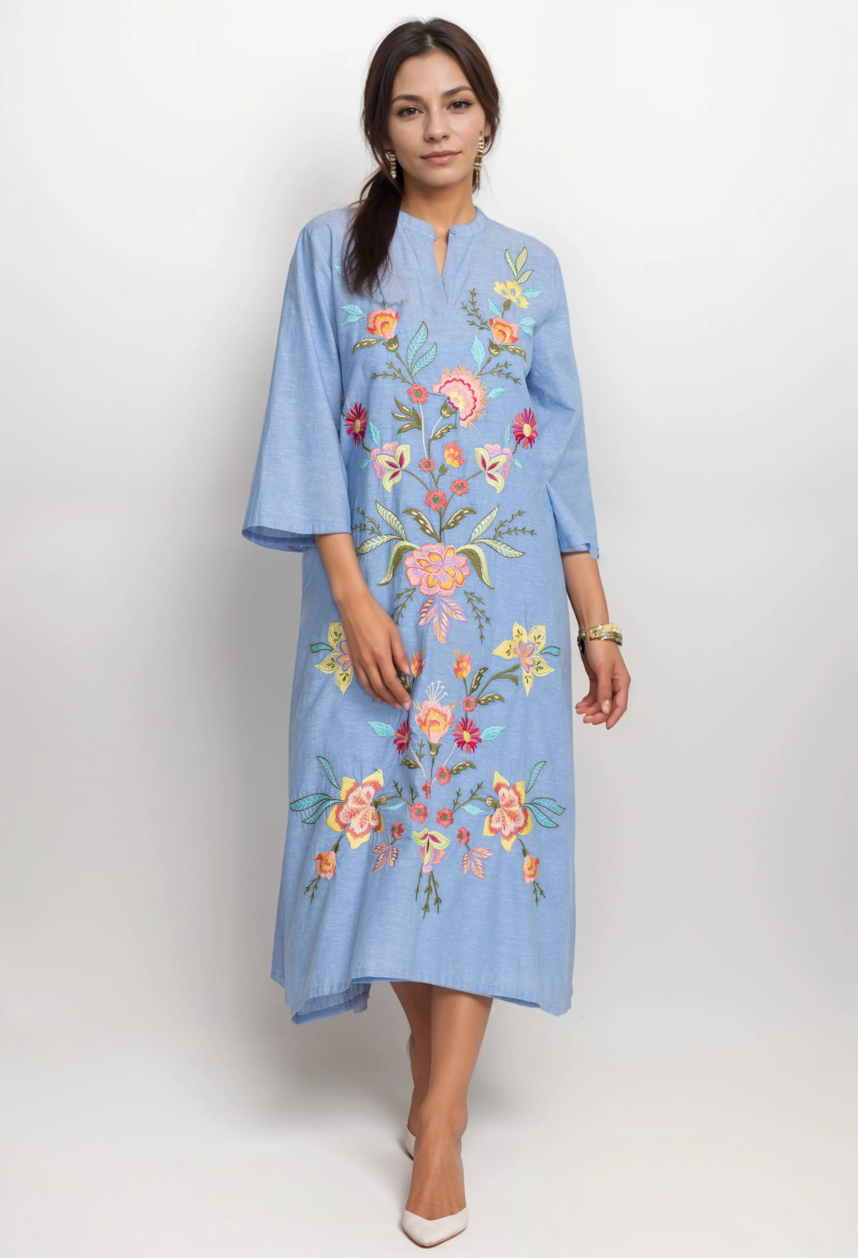 Johnny Was Workshop Camellia Mandarin Collar Dress W33724