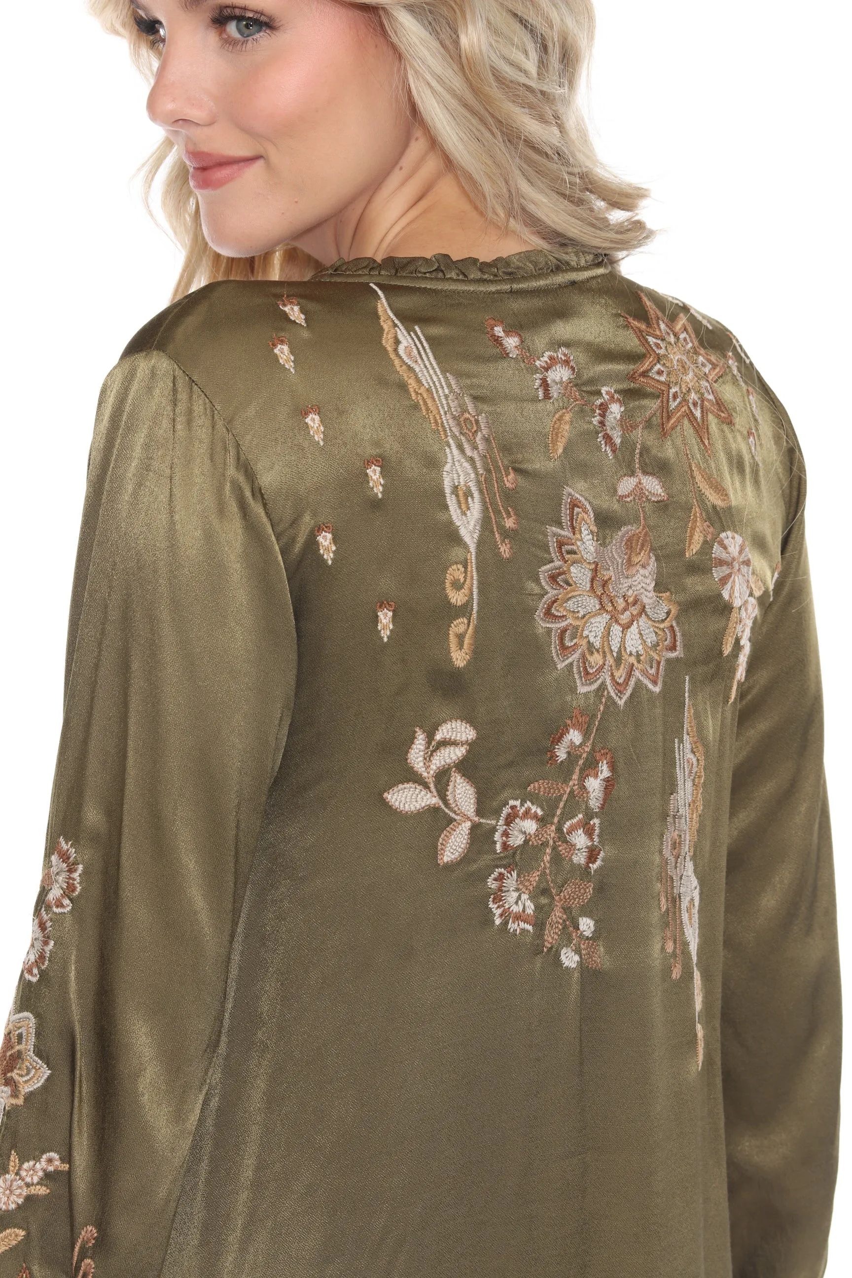Johnny Was Workshop Green Embroidered Dress W39624-9
