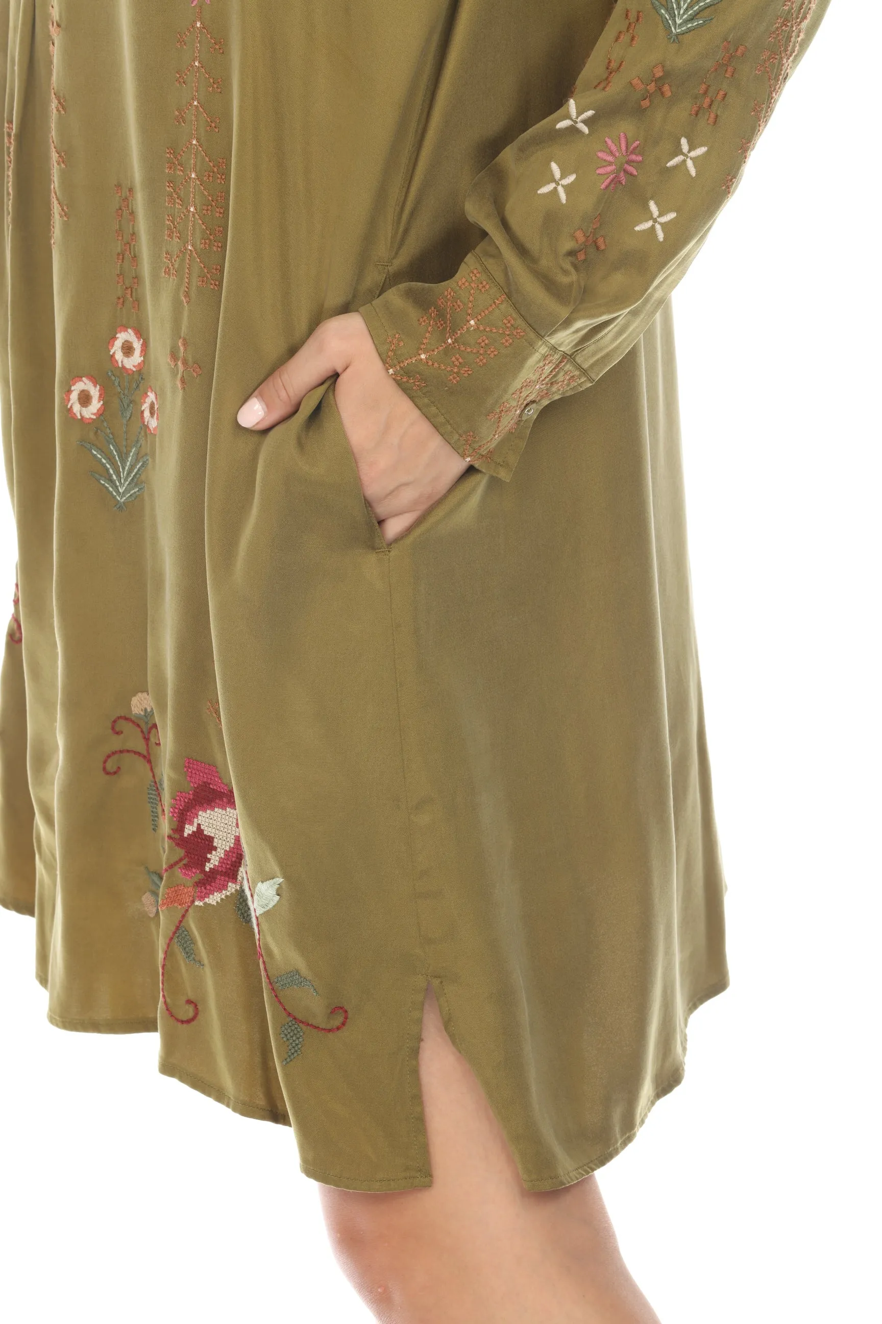 Johnny Was Workshop Vivana Embroidered Shirt Dress W27823 Boho Chic