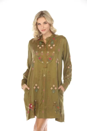 Johnny Was Workshop Vivana Embroidered Shirt Dress W27823 Boho Chic