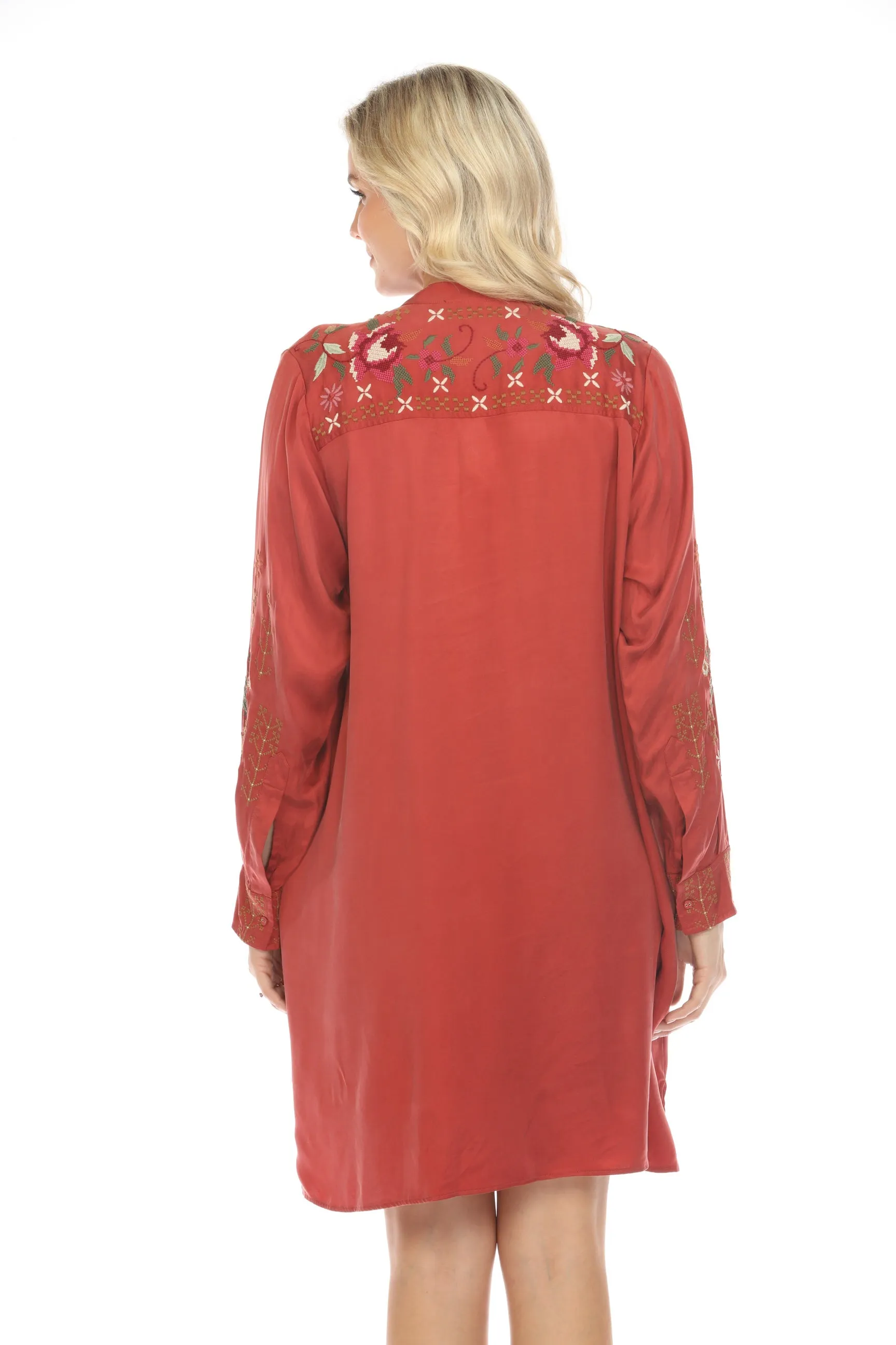 Johnny Was Workshop Vivana Embroidered Shirt Dress W27823 Boho Chic