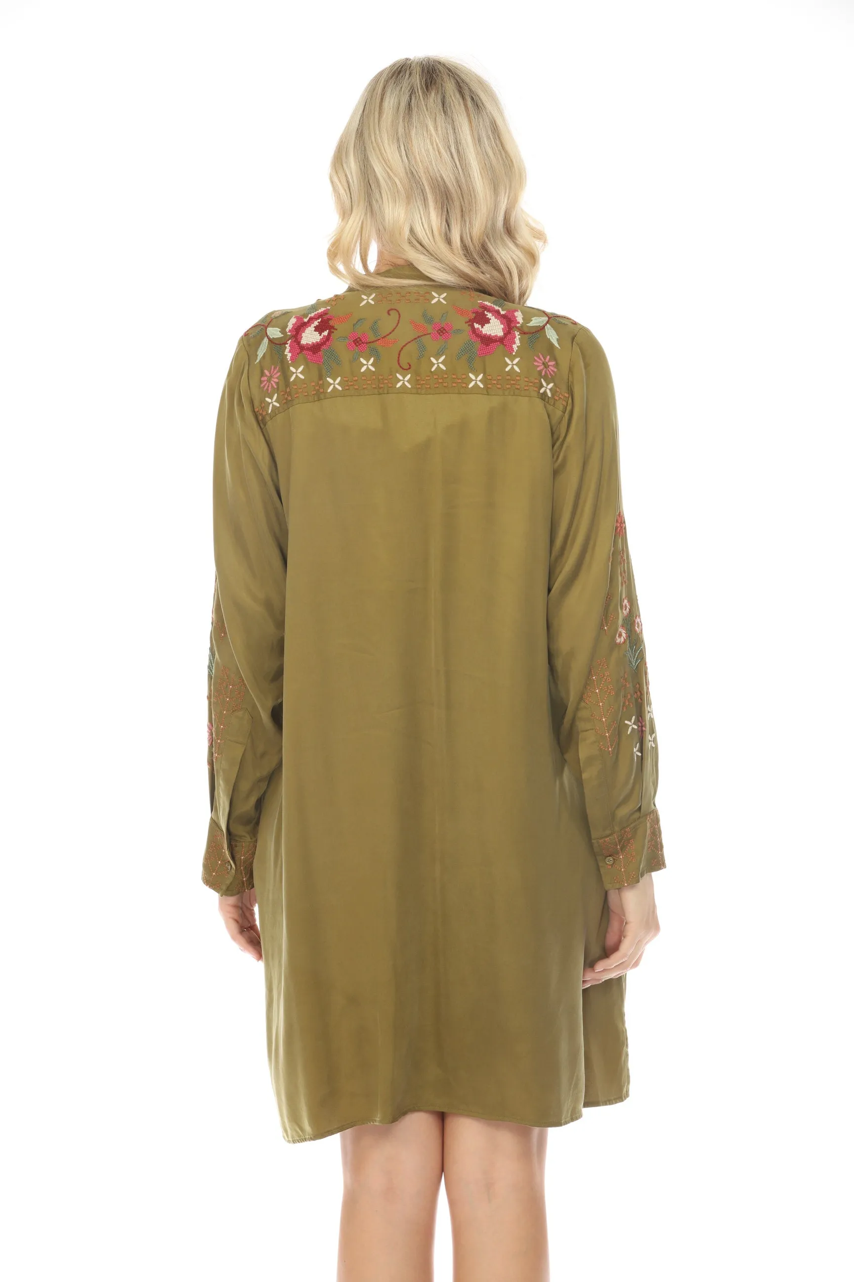 Johnny Was Workshop Vivana Embroidered Shirt Dress W27823 Boho Chic
