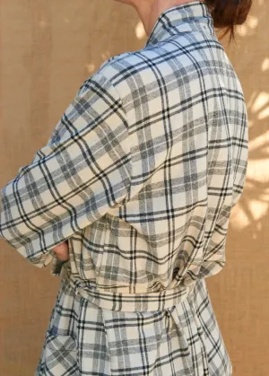 Josie Robe in Black & Ivory Flannel