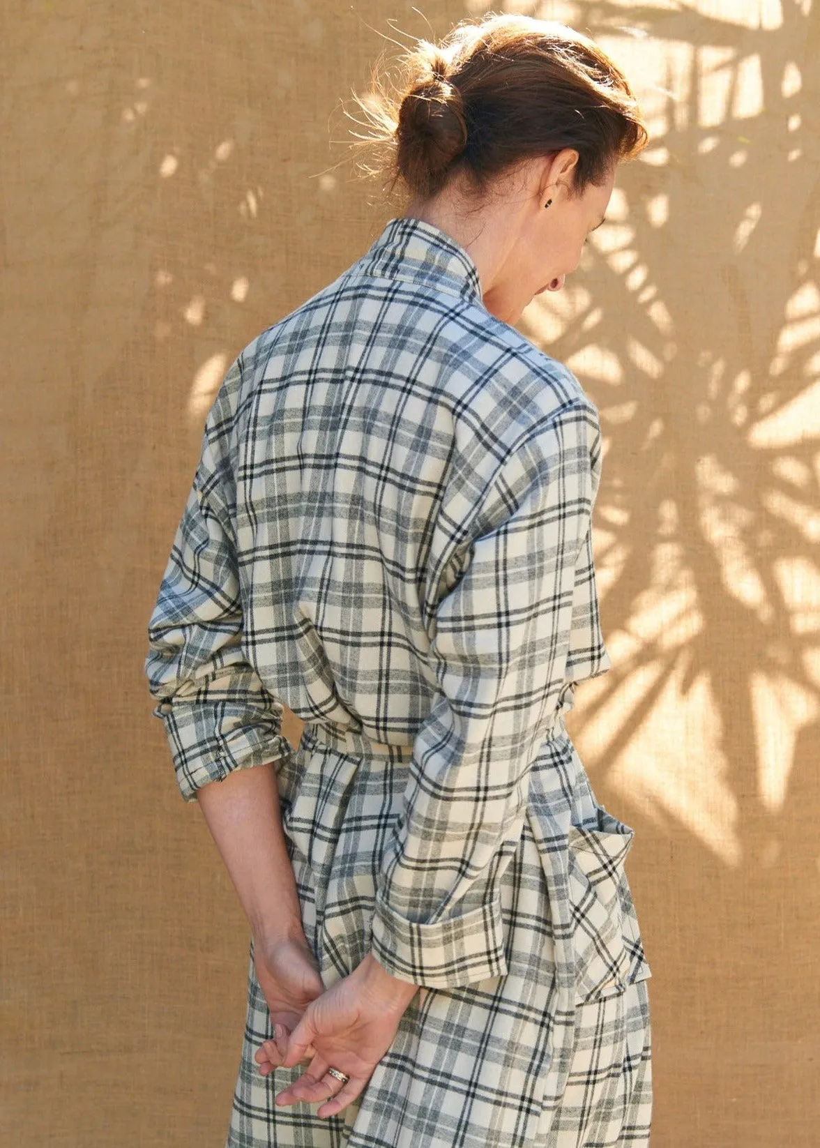 Josie Robe in Black & Ivory Flannel