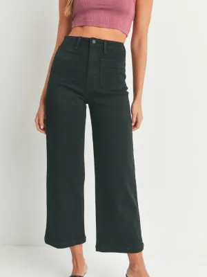 Just Black | Patch Pocket Wide Leg Jeans {Black}