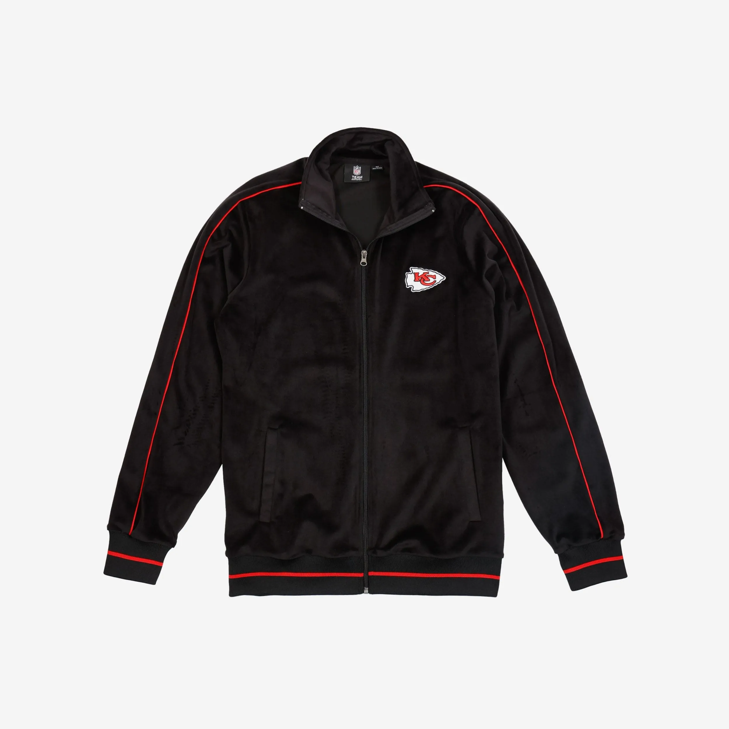 Kansas City Chiefs Black Velour Zip Up Top