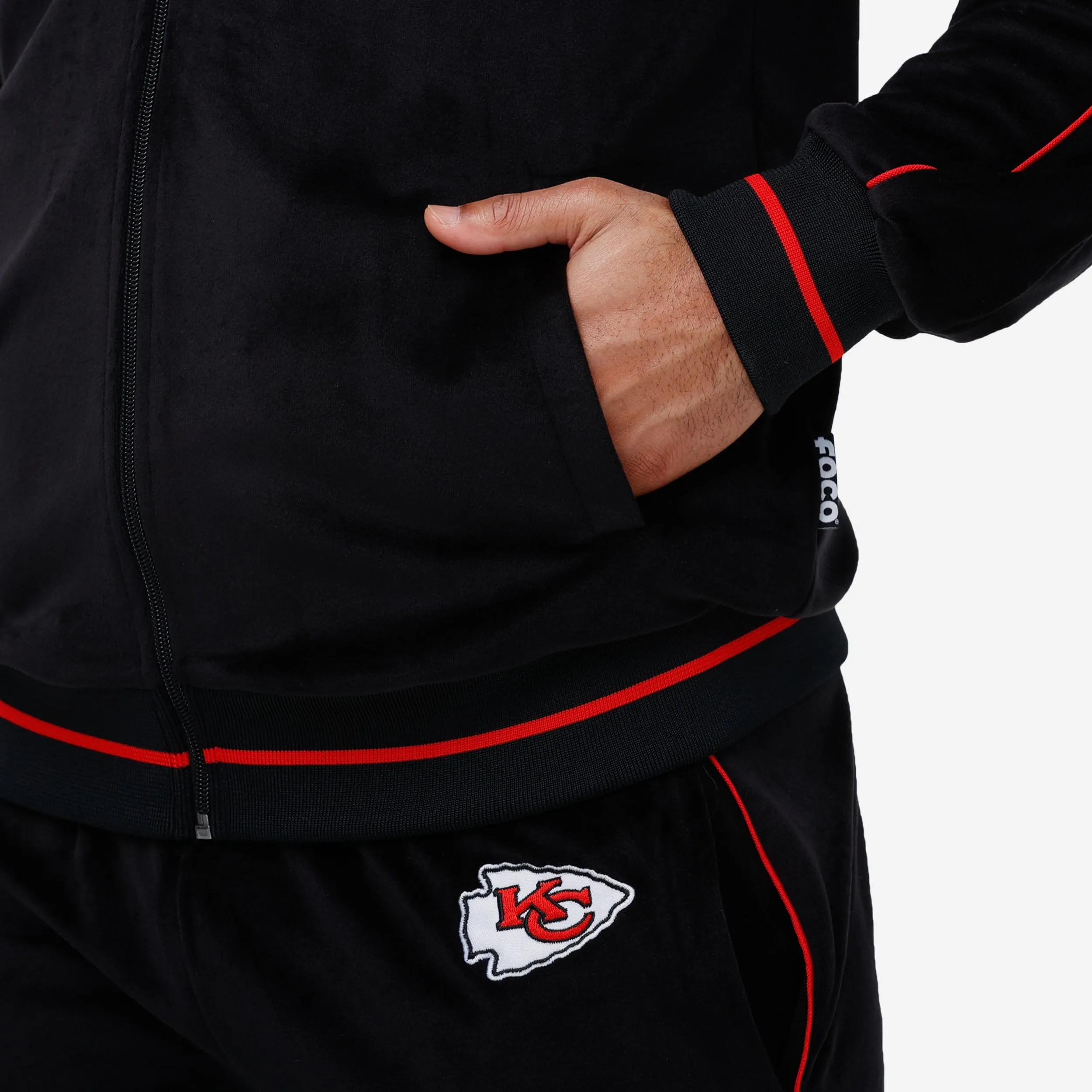 Kansas City Chiefs Black Velour Zip Up Top