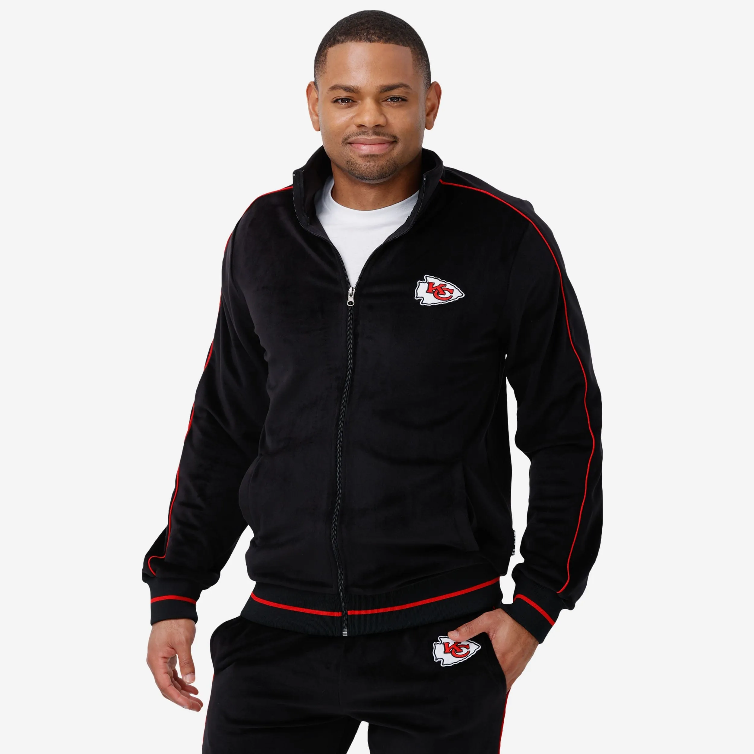Kansas City Chiefs Black Velour Zip Up Top