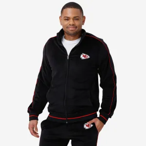 Kansas City Chiefs Black Velour Zip Up Top