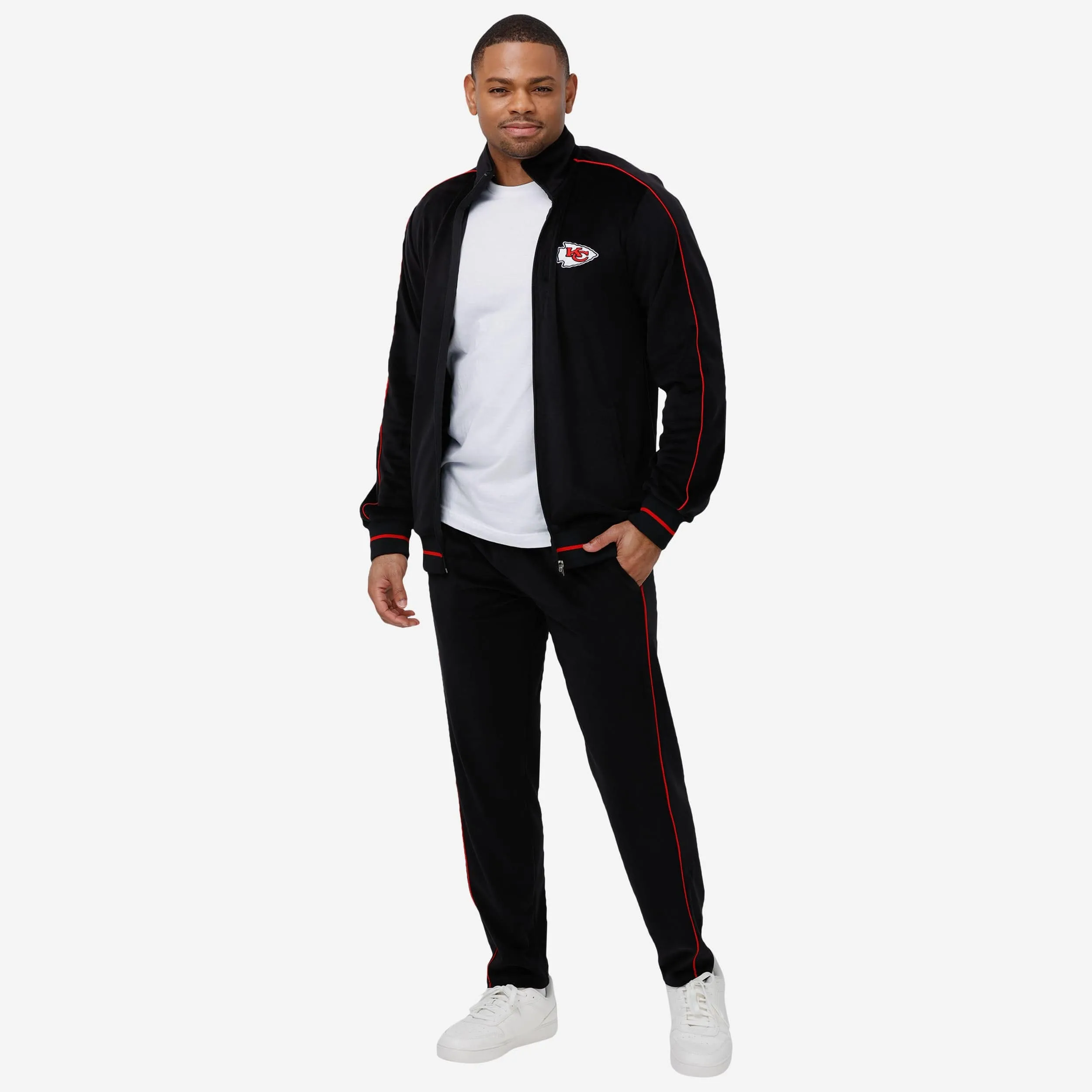 Kansas City Chiefs Black Velour Zip Up Top