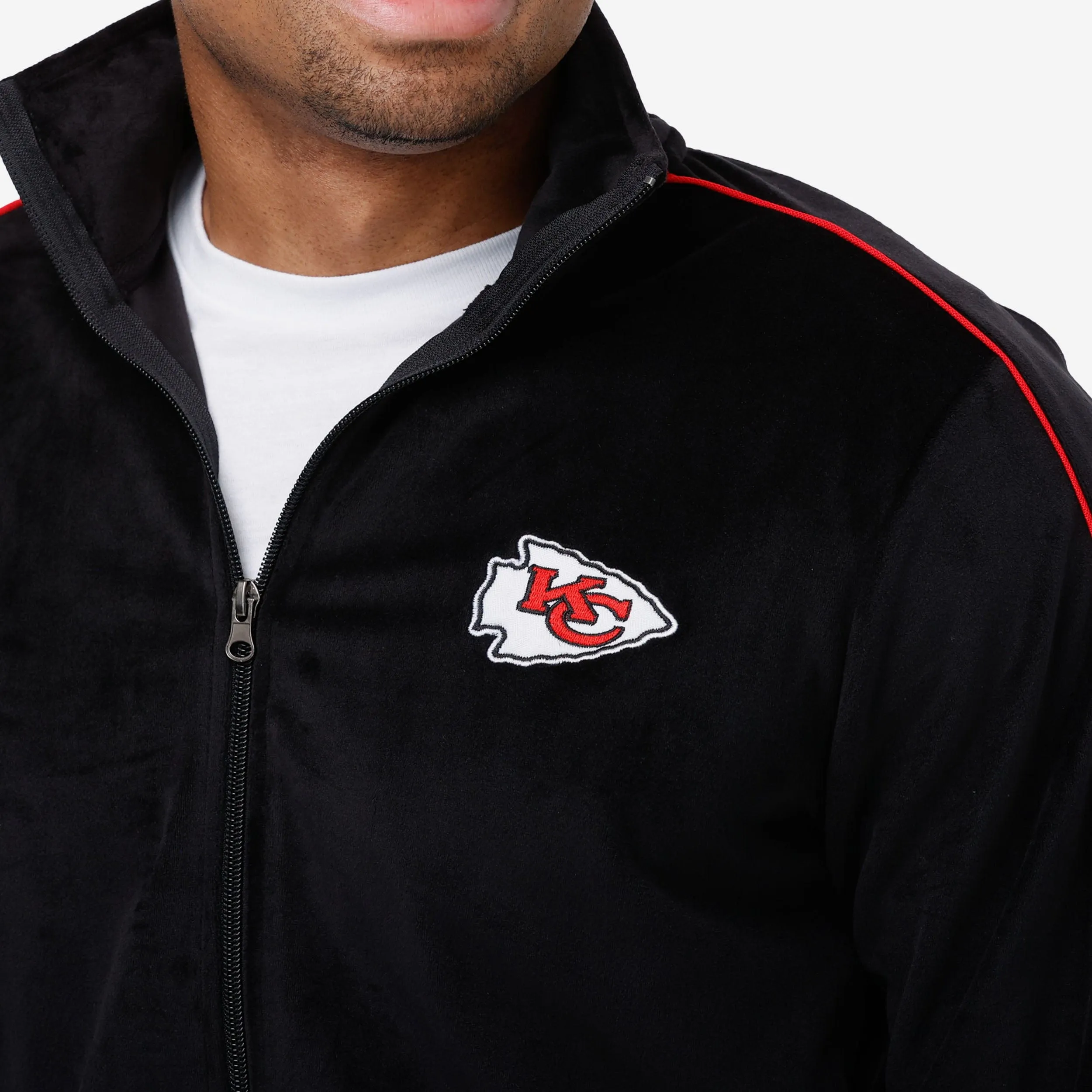 Kansas City Chiefs Black Velour Zip Up Top