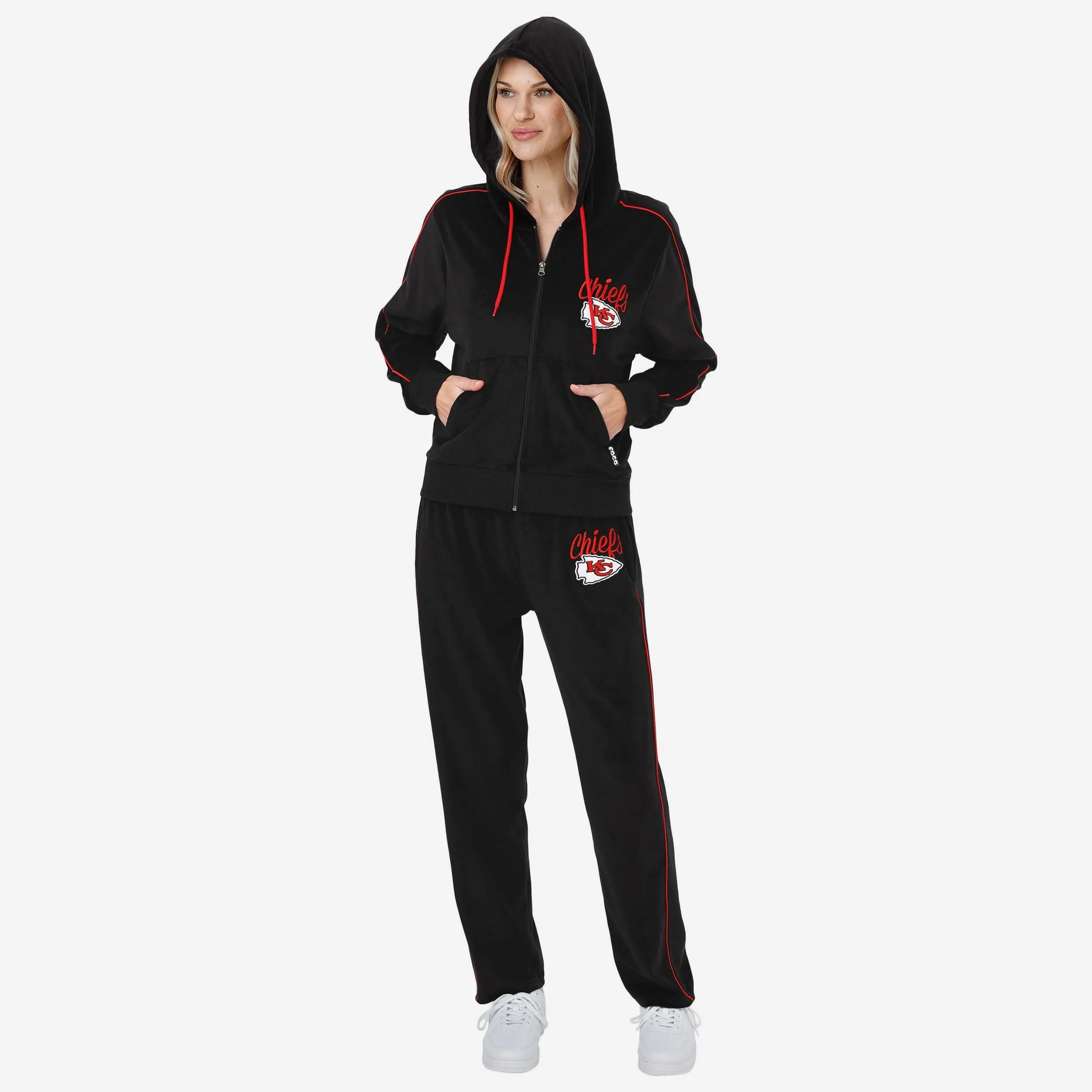 Kansas City Chiefs Womens Black Velour Pants