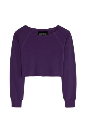 KATIEJ NYC- TWEEN SHANE OFF SHOULDER CROP SWEATSHIRT (midnight plum)