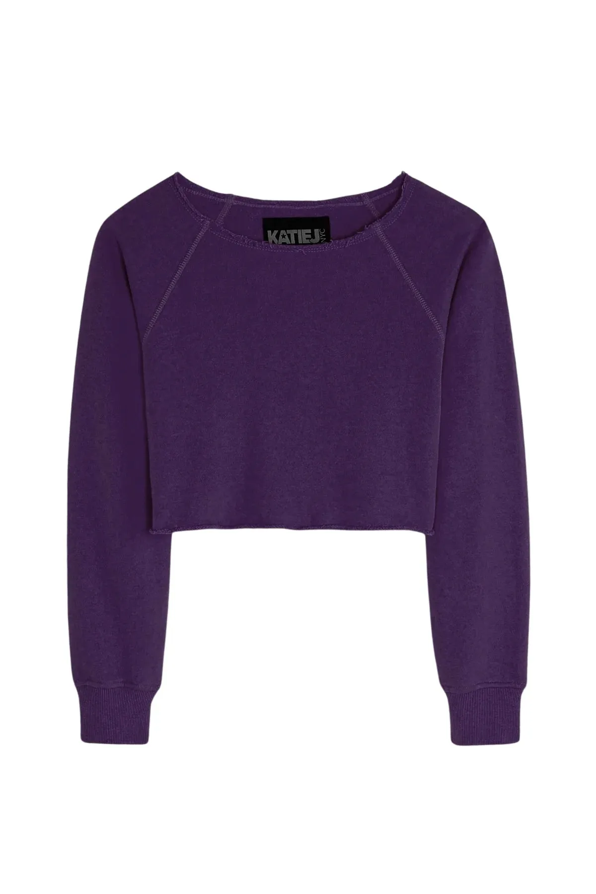 KATIEJ NYC- TWEEN SHANE OFF SHOULDER CROP SWEATSHIRT (midnight plum)