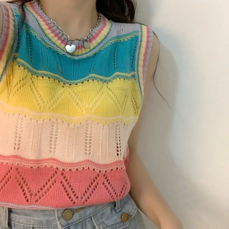 Kawaii Irisated Knitted Tank Top