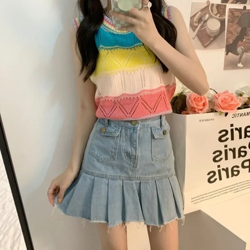 Kawaii Irisated Knitted Tank Top