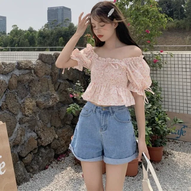 Kawaii Vintage Off Shoulder Blouse