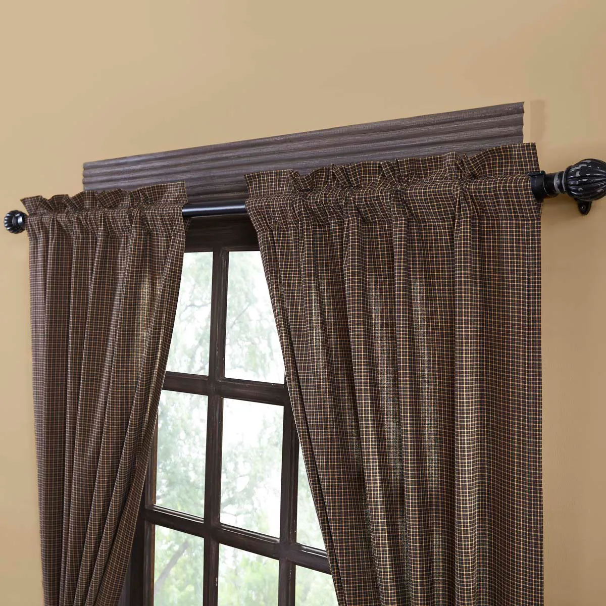 Kettle Grove Scalloped Plaid Panel Curtains 84"L
