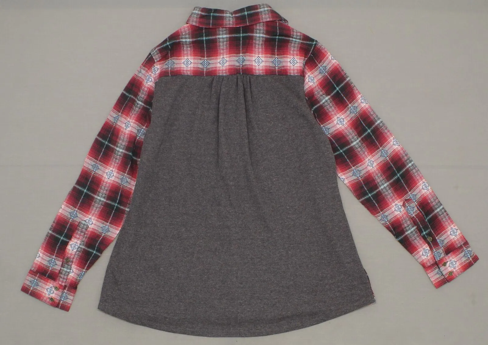 Knox Rose Women's Long Sleeve Thermal Back Button-Down Top Shirt Blouse