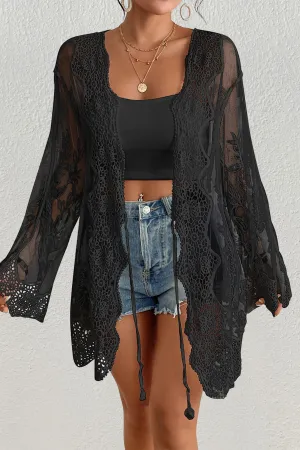 Lace Plus Size Sheer Kimono Cardigan