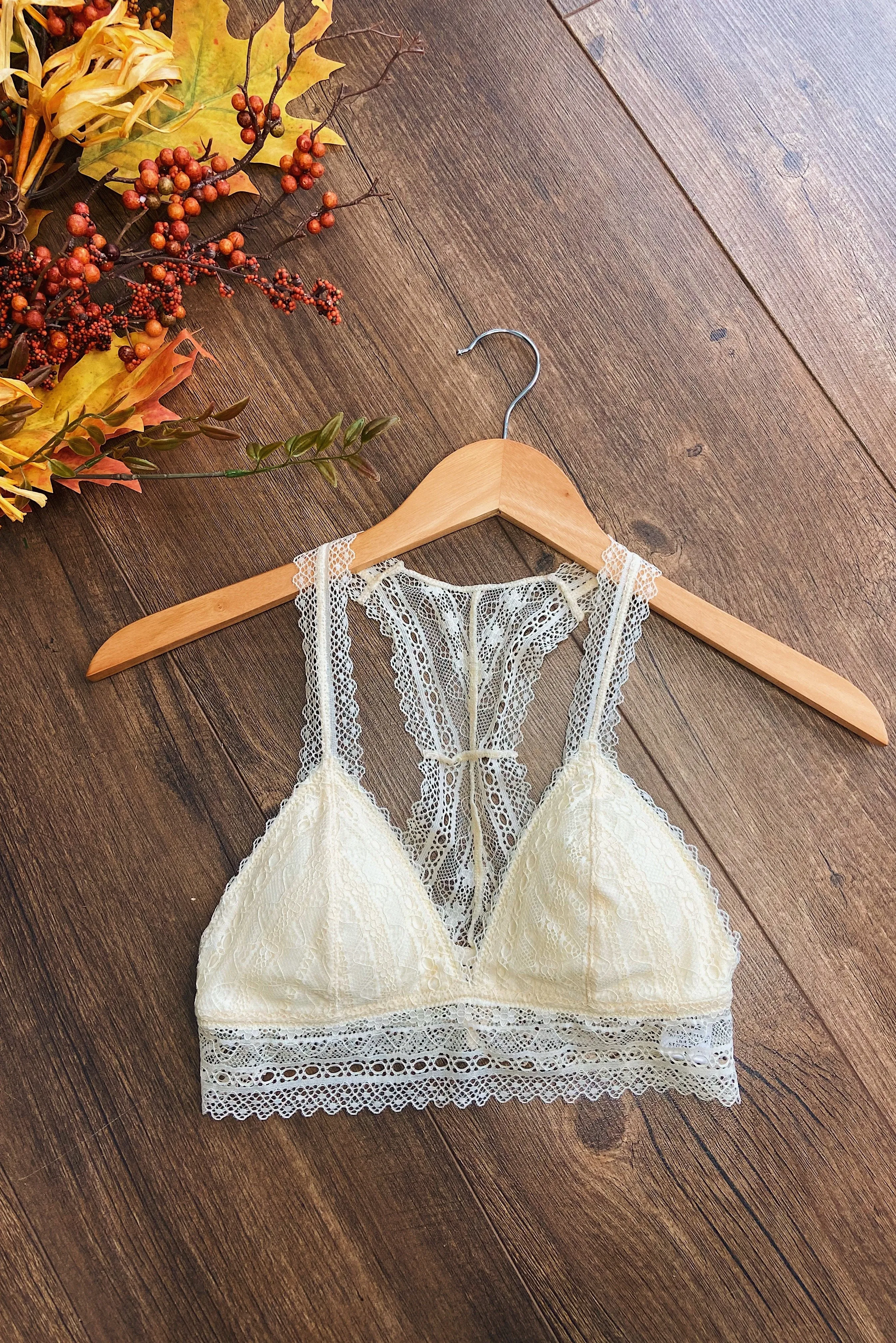 Lace Racerback Bralette- Cream
