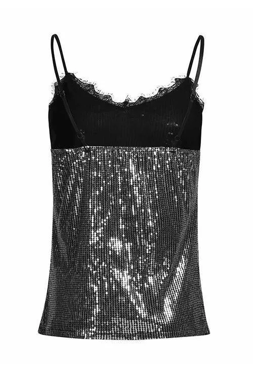 Lace Sequin Sleeveless Bling Top
