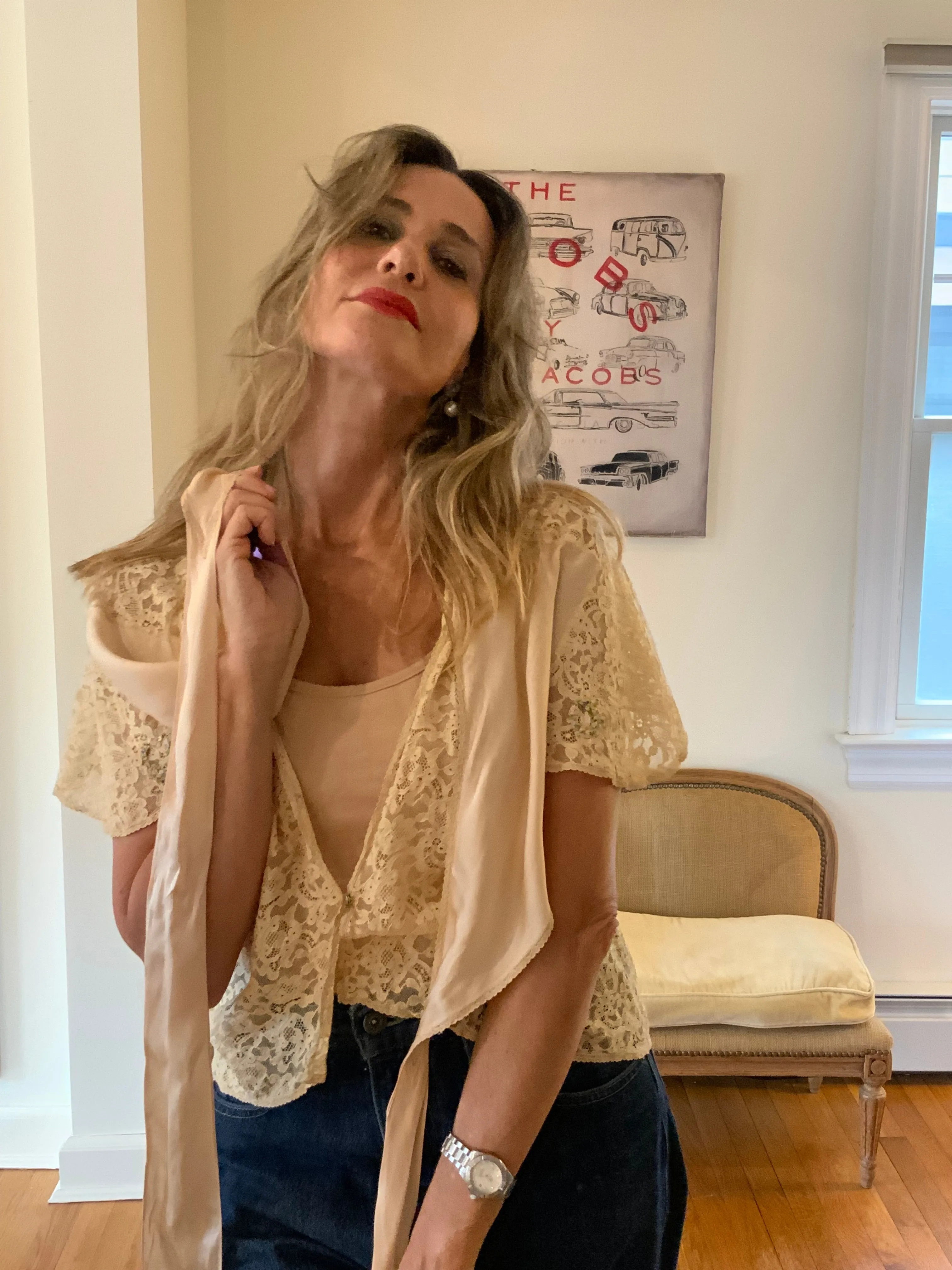 Lace Silk Bed Jacket - 30s