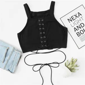 Lace-Up Crop Top