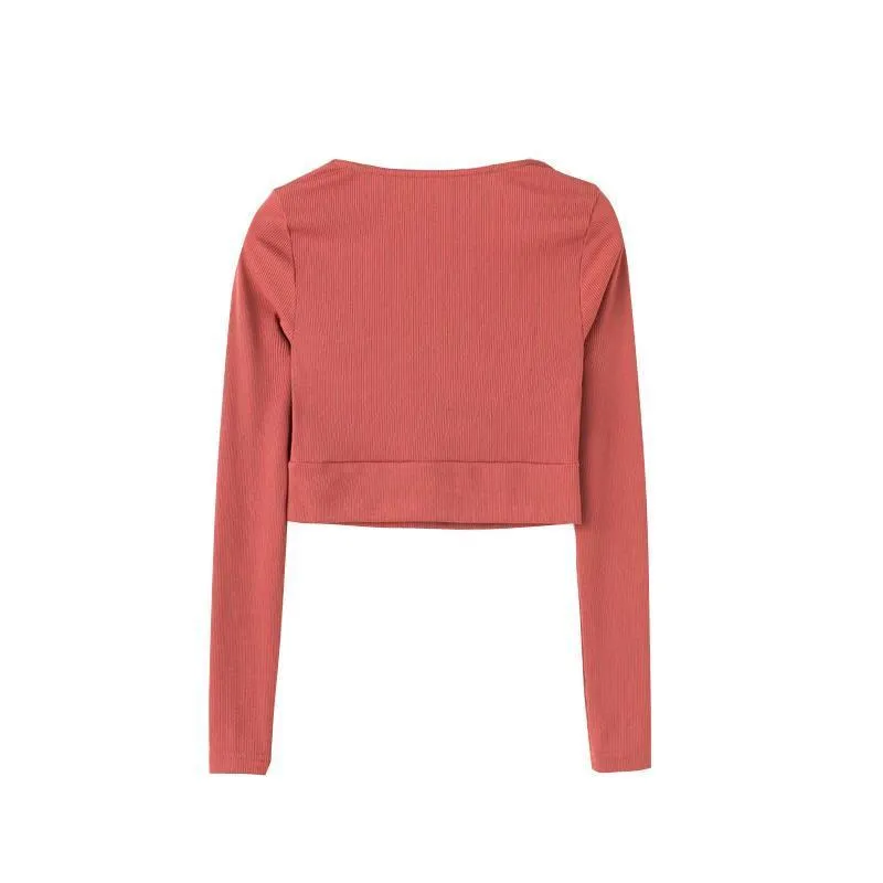 Lace-Up Knitted Crop Shirt