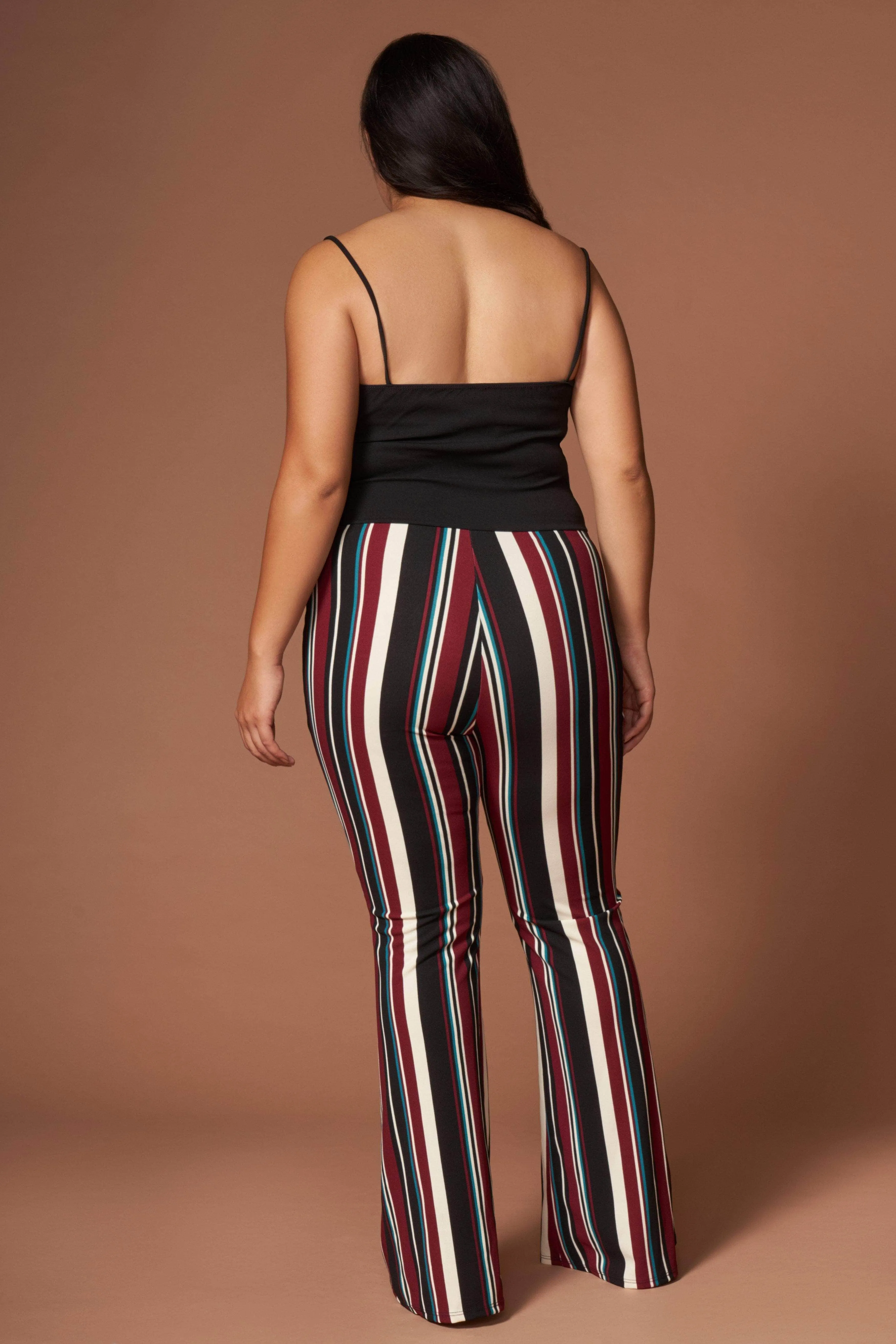 Lara Burgundy Multi Stripe Sleeveless Jumpsuit