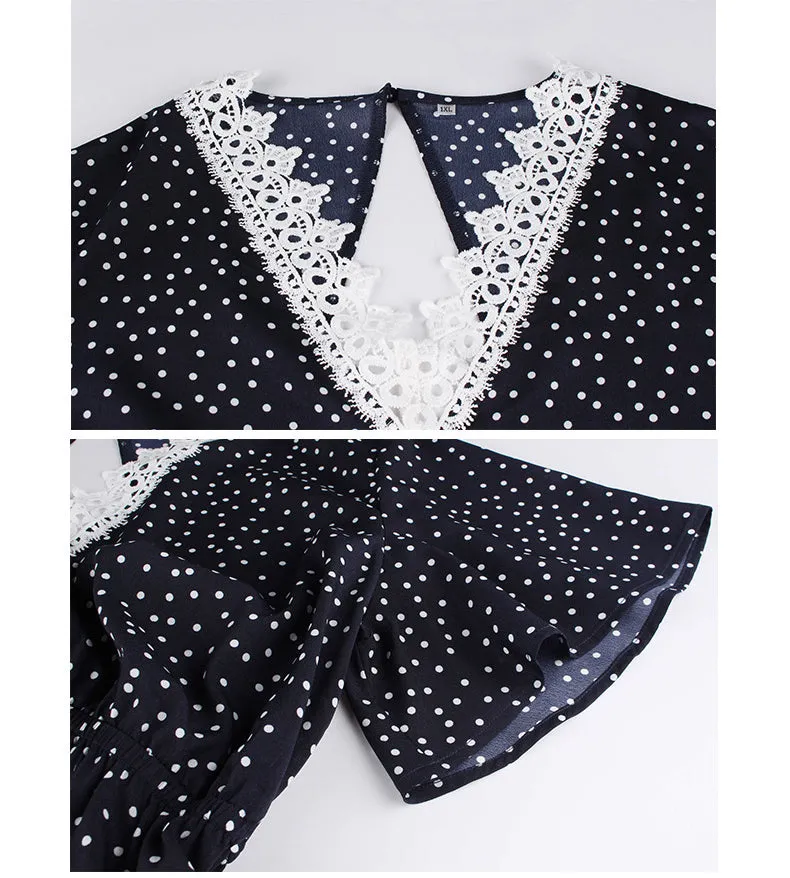 Large Size Explosion Wave Point Short Jumpsuit
