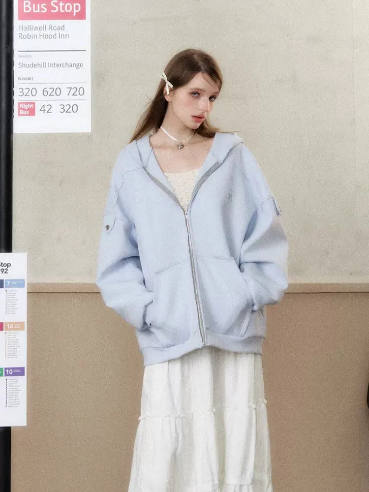 lazy loose off-shoulder hoodie
